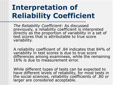 reliability coefficient psychology